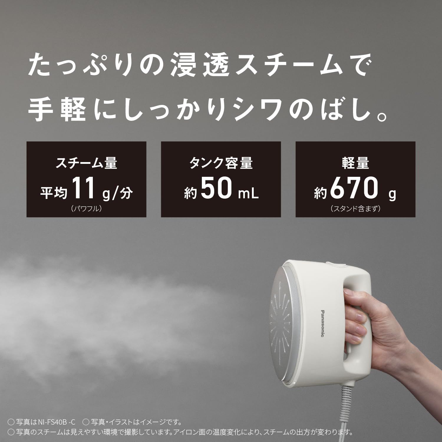 パナソニック スチームアイロン 衣類スチーマー NI-FS40B-C